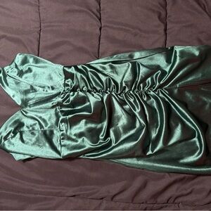 Honey and Rosie Emerald Satin Dress